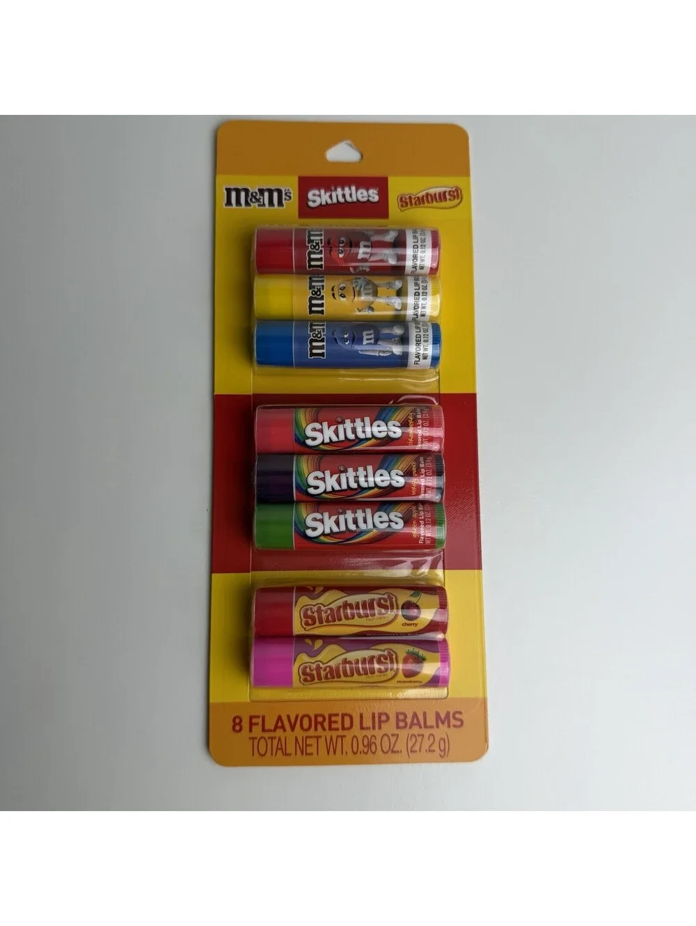 M&M’s Skittles Starburst 8-Pack Flavored Lip Balm Set Taste Beauty New Sealed